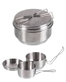 STAINLESS STEEL CAMPING COOKING SET - 3 PIECES - CZECH MODEL REPRODUCTION