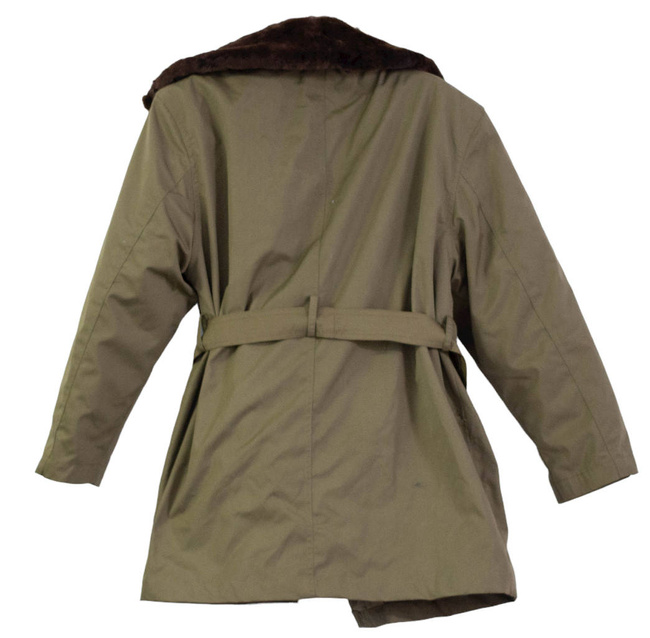 Trench Parka for men - Grey Fur Collar - Military Surplus from the Romanian Army - OD green - in good condition