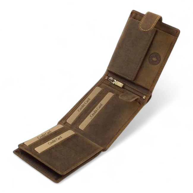 Leather Wallet for Hunters with Print - Deer - Brown - GreenDeed