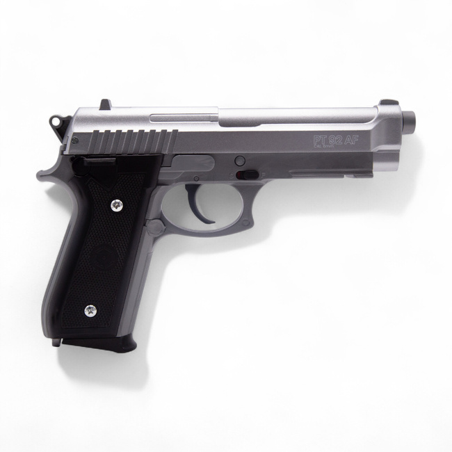 Manual Airsoft Pistol Replica , PT92 Silver Metal Slide, Cybergun