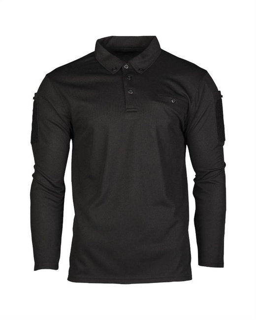 TACTICAL POLO SHIRT WITH LONG SLEEVES - QUICK DRYING - Mil-Tec - BLACK