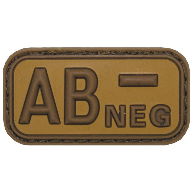 3D VELCRO PATCH - 5 x 2.5 CM - MFH - BROWN/KHAKI - BLOOD GROUP AB NEG