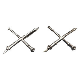 PAIR OF RANK INSIGNIA - ARTILERY - ROMANIAN ARMY MILITARY SURPLUS - SILVER - IN GOOD CONDITION