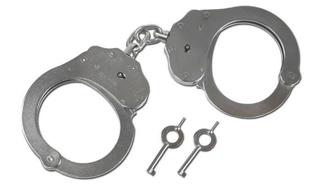 Double lock steel handcuffs With Chain - Silver