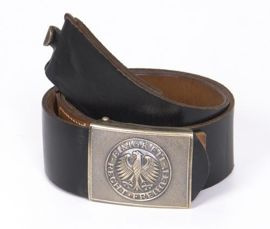 GERMAN ARMY/AIR FORCE BLACK LEATHER SERVICE BELT W/ BUCKLE USED