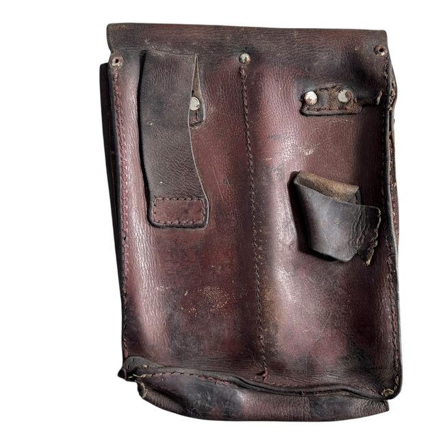 Leather bag for 4 AK-47 magazines - Romanian Army Surplus - Used