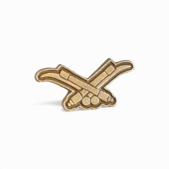 Pair of Army Rank Insignia - Anti-Aircraft Gunner / Anti-Aircraft Artillery - Hungarian Army Military Surplus - Silver - Like New