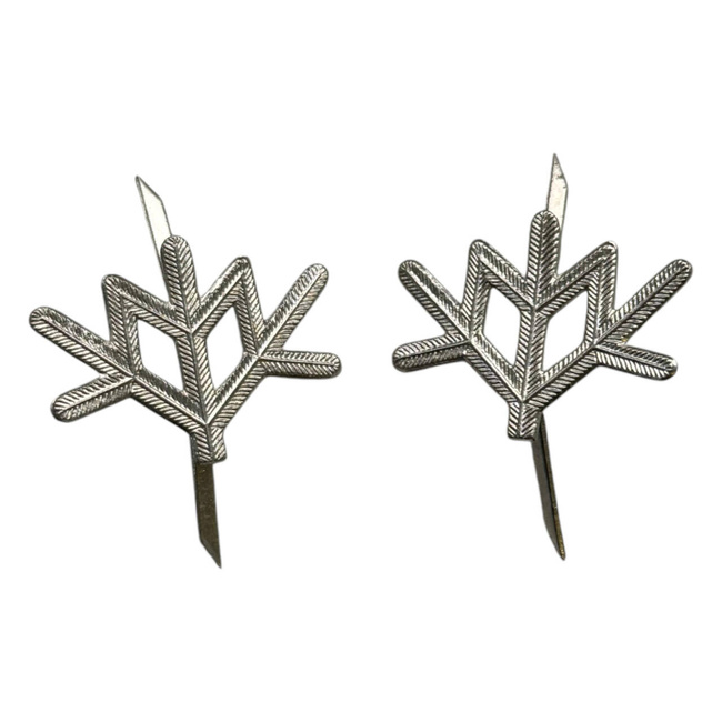 PAIR OF RANK INSIGNIA - MOUNTAIN HUNTERS - 1807 (VINTAGE) - ROMANIAN ARMY MILITARY SURPLUS - SILVER - IN GOOD CONDITION