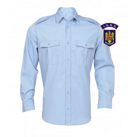 LONG SLEEVE BLOUSE SHIRT WITH POCKETS AND EPAULETS - MENS - BLUE - FIREFIGHTERS-I.G.S.U.