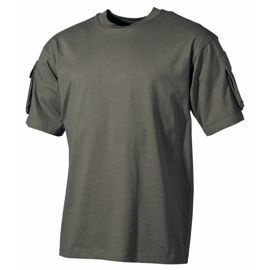 MFH US shirt with velcro pockets on the sleeves, 170g/m2 - OD green